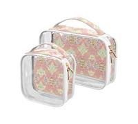 aidingzhi Confezione da 2 borse da toilette trasparenti piccole borse multifunzionali approvate TSA per le donne essenziali per la rasatura Stile Boho Light Pastel Peach, Stile boho pesca pastello
