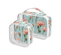 aidingzhi Confezione da 2 borse da viaggio trasparenti da toilette TSA approvate impermeabile grande borsa cosmetica da viaggio essenziale unico garofano neutro Bloom, Fioritura neutra di garofano