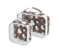 aidingzhi Confezione da 2 borse da viaggio trasparenti da uomo approvate TSA impermeabile borsa per il trucco organizer da barba essenziale cartone animato carino norvegese personalizzato gatto,