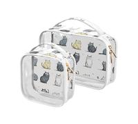 aidingzhi Confezione da 2 borse da viaggio trasparenti da uomo approvate TSA trasparente borsa per il trucco trasparente conforme alle compagnie aeroportuali Cartoon Selkirk Rexcats Bianco, cartone