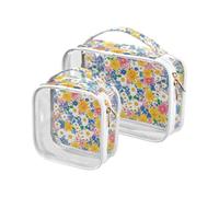 aidingzhi Confezione da 2 sacchetti da toilette da uomo trasparenti TSA approvato impermeabile piccola borsa cosmetica Kit da barba da uomo Bellezza Fiori Primavera Colorato, bellezza primavera fiori