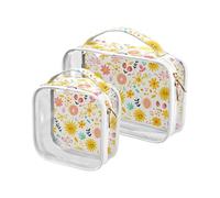 aidingzhi Confezione da 2 sacchetti da toilette trasparenti approvati TSA impermeabile borsa organizer per il trucco Airport Airline Compliant Summer Safari Fresh Doodle Sun, safari estivo, fresco,