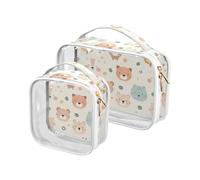 aidingzhi Confezione da 2 sacchetti da toilette trasparenti da appendere TSA approvati borsa per il trucco trasparente organizer Kit da barba da uomo Carino Animal Faces, Volti di animali carini