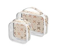 aidingzhi Confezione da 2 sacchetti da toilette trasparenti da viaggio multifunzione approvati TSA Kit da barba da uomo Papillon marrone, Papillon Marrone