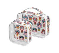 aidingzhi Confezione da 2 sacchetti da toilette trasparenti per cosmetici riutilizzabili approvati TSA da viaggio Aeroporto Compagnia aerea Ruoli culturali cinesi Pechino Opera carino, Ruoli culturali