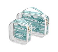 aidingzhi Confezione da 2 sacchetti da toilette trasparenti piccola borsa cosmetica trasparente multifunzionale approvata TSA Kit da barba da uomo Dolphin, Delfino
