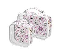 aidingzhi Confezione da 2 sacchetti trasparenti da viaggio approvati TSA impermeabili per le donne Kit da barba da uomo Cartoon Dog Heads e Bone Simple Line, cartone animato, cane, teste, e, osso,