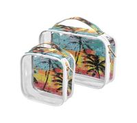 aidingzhi Confezione da 2 sacchetti trasparenti da viaggio da uomo approvati TSA piccola borsa cosmetica trasparente per aeroporto Airline Compliant Coconut Tree, Albero di cocco