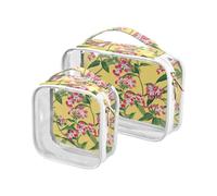 aidingzhi Confezione da 2 trasparenti da viaggio da uomo approvati TSA borsa cosmetica trasparente impermeabile kit da barba da uomo Margay Phlox Genesis Misty Rose, Margay Phlox Genesis Rosa Nebbiosa