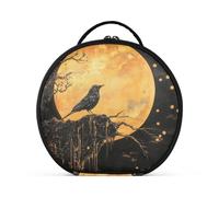 aidingzhi Crows Yellow Moon Night Black Makeup Bags con scomparti e maniglia Essentials Trousse con cerniera e divisori regolabili 27,9 cm