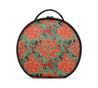 aidingzhi Cultura cinese Red Pattern Makeup Bags con scomparti e maniglia elegante borsa cosmetica per le donne con divisori regolabili 11 IN