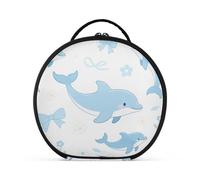 aidingzhi Cute Cartoon Blue Dolphin Cosmetici Borsa con Scomparti & Maniglia Portatile Makeup Bag Con Manico con Divisori Regolabili 11 IN