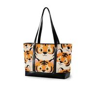 aidingzhi Cute Cartoon Tigers Orange Grande Capacità borsa da lavoro per le donne professionale con cerniera portare su tote bag per mamma con pranzo