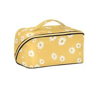 aidingzhi Daisy Yellow Simple Flowers Toiletry Bag con divisori Capacità portatile Viaggio Cosmetic Bag verticale autoportante