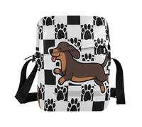 aidingzhi Divertente Bassotto Cane Nero Bianco A Scacchi Messenger Bag per le donne mens borsa a tracolla Donna Tracolla Tracolla Regolabile per Business School