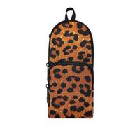 aidingzhi Falso Glitter Leopard Print Arancione Nylon 3 Scomparti Grande Matita Borsa per Ragazzi Grande Capacità Penna Astuccio Astuccio Cancelleria per la Scuola Superiore