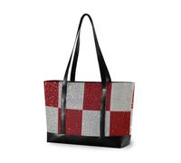 aidingzhi Falso Glitter Scacchiera Quadrati Bianco Rosso borsa professionale del computer portatile per le donne 14 con la borsa di lavoro della chiusura lampo con il computer portatile per il volo