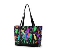 aidingzhi Felice Halloween Cowboy Skeleton trendy lavoro tote bag per le donne con borsa con cerniera per il lavoro per il volo con