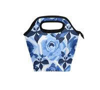 aidingzhi Fit and fresh borse per il pranzo da donna con manico curvo mens lunch box a tenuta stagna borse termiche isolate per viaggi per Beach College Peony Glory Blue