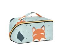 aidingzhi Foxes - Trousse da donna, con scomparti e maniglia, colore: blu, arancione