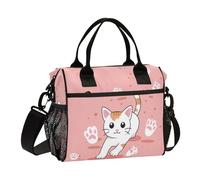 aidingzhi Gatto con impronte di orme borse per il pranzo per le donne grande borsa termica per il pranzo con tracolla infermiere cucina M