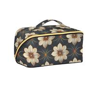 aidingzhi Genesis Style Floral Blu Scuro Champagne Beauty Bag con divisori Grande Grande Borsa Trucchi Accessori da Viaggio