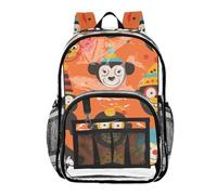 aidingzhi Gli zaini trasparenti dei bambini per lo zaino trasparente dei bambini della scuola con la tasca laterale, scimmie carine, Scimmie Carine