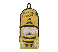 aidingzhi Gnome Bee Nylon 3 Scomparti Matita Borse Per Ragazzi Studio & Astuccio Multifunzionale Per Scuola Superiore Cancelleria per College