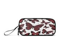 aidingzhi Gotico Rosso e Nero Halloween Pizzo Farfalla Nylon Matita Sacchetto Scuola Grande Capacità Astucci Per College Cancelleria Organizzatore per Preppy School Men