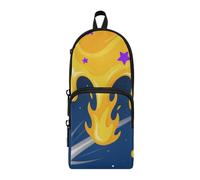 aidingzhi Graffiti Art Blu Giallo Fuoco Nylon 3 Scomparti Grande Matita Sacchetto di Grande Capacità Art Pencil Case Scuola Cancelleria per Ufficio