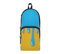aidingzhi Graffiti Art Giallo Blu Nylon 3 Scomparti Grande Matita Borsa per Ragazze Grande Capacità Astuccio Cancelleria Borsa per Ufficio