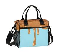 aidingzhi Graffiti Art Marrone Blu Lunch Box Eco-friendly Borsa Pranzo con Tasca con Tracolla Man Picnic M
