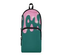aidingzhi Graffiti Art Peach Green Nylon 3 Scomparti Astuccio Astuccio Multiuso ed Estetico Zip Astuccio Cancelleria per Scuola Preppy