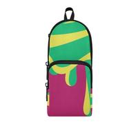 aidingzhi Graffiti Art Peach Green Nylon 3 Scomparti Zipper Pencil Bag Multiuso ed estetico Mesh Pen Pencil Case Cancelleria Borsa per la Scuola Forniture