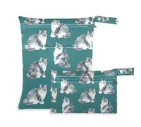 aidingzhi Grande borsa bagnata con cerniera, confezione da 2 elementi essenziali da viaggio per volare con manici per spiaggia, piscina (Beauty Cute Cats Teal)