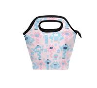 aidingzhi Grande borsa per il pranzo con manico curvo scatola per il pranzo isolata riutilizzabile borse termiche isolate per viaggi per ufficio scuola rosa blu giapponese Cherry Blossom Kimono
