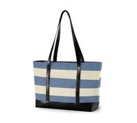 aidingzhi Grande borsa robusta del computer portatile della banda beige blu d'acciaio con la borsa a 14 pollici della chiusura lampo per le signore con il pranzo