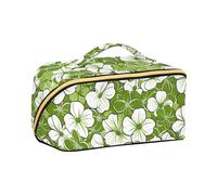 aidingzhi Green and FLOWERs Beauty Bag con divisori leggero borsa da toilette per donne verticale autoportante