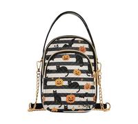 aidingzhi Halloween arancione a righe zucca gatto alla moda crossbody viaggio con multi tasche borsa regali di compleanno per le donne