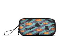 aidingzhi Halloween Arancione A Righe Zucca Pipistrello Nylon Matita Borsa Con Manico Grande Capacità Astucci Per La Scuola Cancelleria Organizzatore per i Bambini delle Scuole