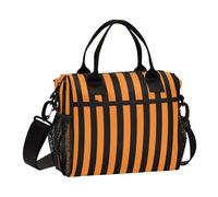 aidingzhi Halloween Arancione Lines Black Lines Borsa per il pranzo isolata minimalista borsa per il pranzo con porta bottiglia d'acqua con tracolla per adolescenti all'aperto M