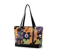 aidingzhi Halloween Colorful Jigsaw Puzzle Di Cranio Pipistrelli Portatile 14 pollice borsa del computer portatile con cerniera lavoro tote bag per l'università con tablet