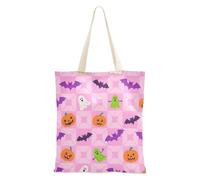 aidingzhi Halloween Rosa A Scacchi Zucca Pipistrello Media Tela Tote Bag Riutilizzabile Panno Tote Borse Con Manici Alimentari & Farmers Market 40,6 x 38,1 cm scuola essenziale