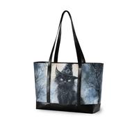 aidingzhi Halloween Witch Cat Nero Robusto donne laptop tote bag con cerniera borse per gli uomini con pranzo