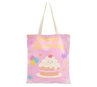 aidingzhi Happy Birthday Cake Oink Tote Bags Canvas riutilizzabile Tote Bag con tasche per la spesa e il mercato degli agricoltori 40,6 x 38,1 cm essenziale per la scuola