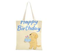 aidingzhi Happy Birthday Dog Yellow Canvas Tote Bag Grande Capacità Canvas Shopping Bags per Palestra, Lavoro, Shopping 40,6 x 38,1 cm Scuola Essenziale
