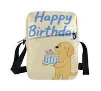 aidingzhi Happy Birthday Dog Yellow Messenger Bag per gli uomini borsa a tracolla da uomo piccola borsa a tracolla Tracolla Regolabile per Outdoor Daily Travel