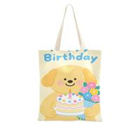 aidingzhi Happy Birthday Dog Yellow Tote Bag Canvas riutilizzabile Tote Bag con tasche per la spesa e il mercato degli agricoltori 40,6 x 38,1 cm essenziale per la scuola