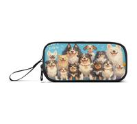 aidingzhi Happy Cute Dogs - Astuccio grande in nylon per matite e matite, grande capacità, per ragazzi universitari