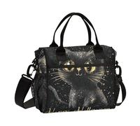 aidingzhi Happy Halloween Borsa per il pranzo con gatto nero per ragazzi riutilizzabile grande borsa per il pranzo con tracolla per ragazzi viaggio S